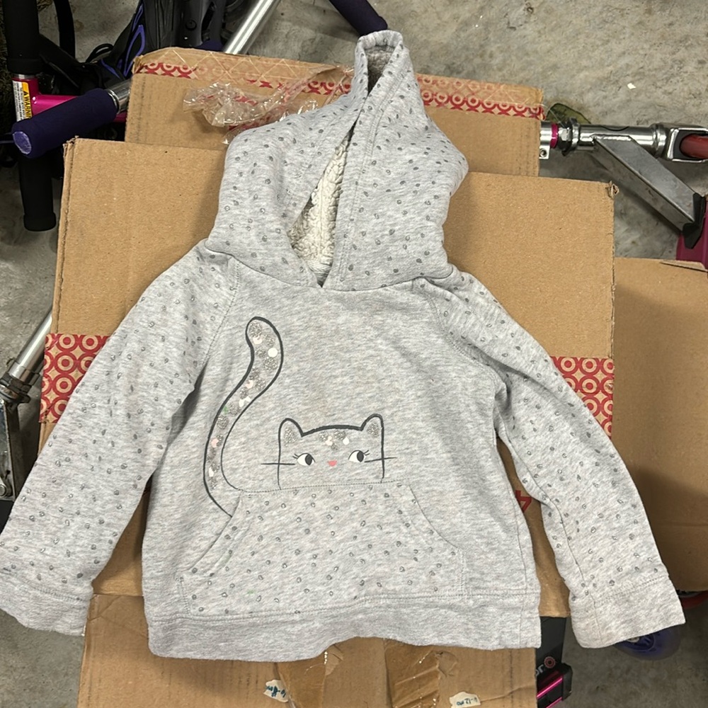 Super cute cat sweatshirt. Good is fleece lined